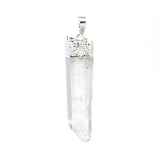 KFT Simple Style Silver Plated Clear Quartz Rock Crystal Irregular Shape Stone Pendant Charm Jewelry