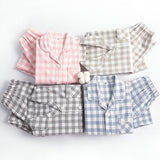 2021 Spring Fall Autumn Winter Boys Girls Button Down Pajamas Childeren Clothing Sets Kids Brushed Finish Cotton Plaid Homewear