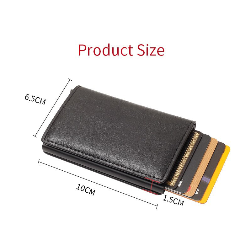 2020 RFID wallet Crazy Horse PU Leather Aluminium Box automatically pops up credit card holder Men And Women Metal Fashion Card