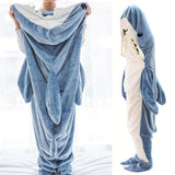 Wearable Fleece Hoodie Blanket Shark Sleeping Bag Pajamas Hooded Animal Blankets Wearable Shark Blanket Hoodie For Men & Women