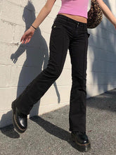 将图片加载到图库查看器，ALLNeon Indie Aesthetics Slim Low Waist Flare Pants E-girl Vintage Pockets Solid Y2K Pants Autumn 90s Fashion Black Trousers