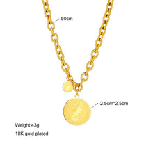 Charger l&#39;image dans la galerie, DIEYURO 316L Stainless Steel Geometric Portrait Coin Pendant Necklace For Women New Charm Multilayer Choker Chain Jewelry Gift